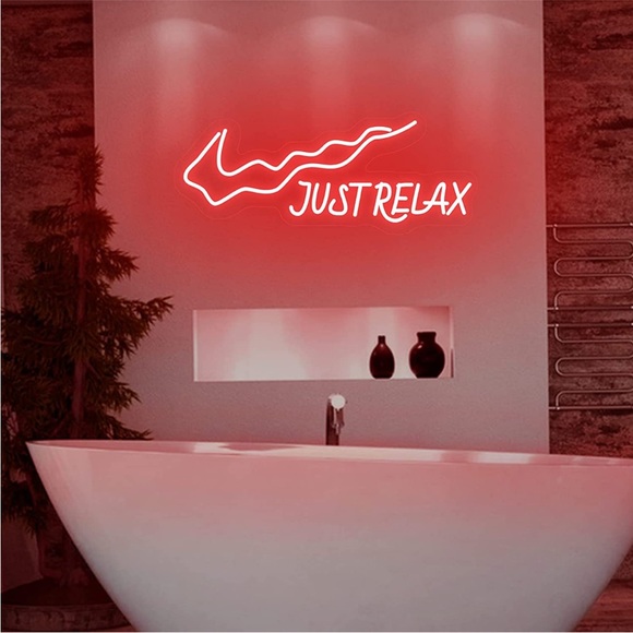 NIKE Just Relax Red Neon Trendy Dorm Bedroom Living Room Outdoor Indoor Decor - Picture 3 of 9